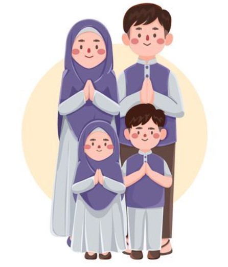 Kartun Keluarga muslim 4 Orang