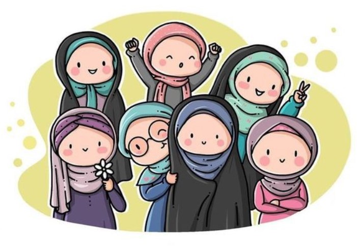 Kartun Muslimah Cantik bersama sahabat