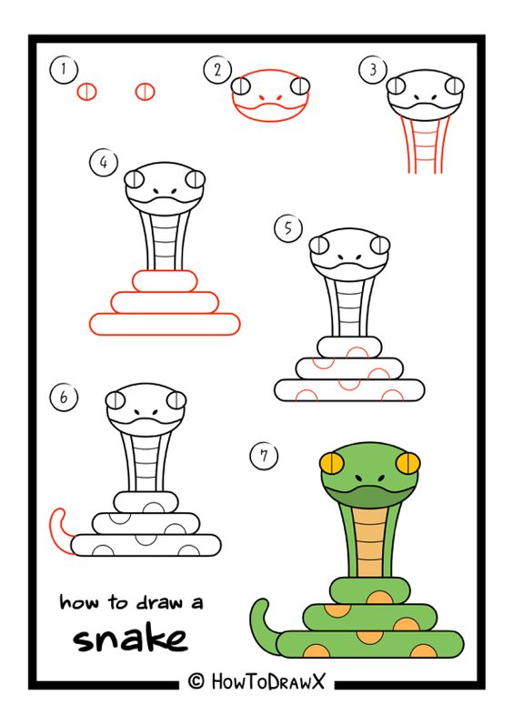 cara menggambar ular