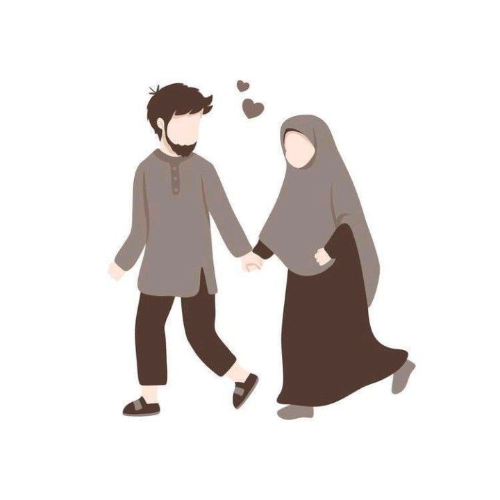 gambar kartun muslimah suami istri tanpa wajah kejar kejaran