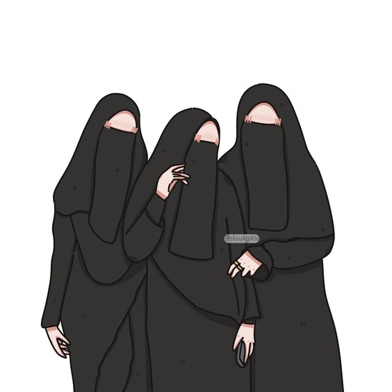 kartun muslimah 3 sahabat bercadar tanpa wajah