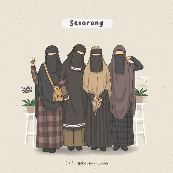 kartun muslimah 4 sahabat bercadar lucu