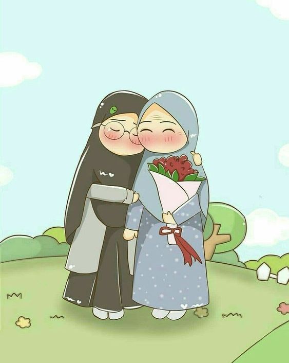 kartun muslimah ibu dan anak